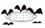 a drawing of Bats carrying off a Colander
