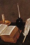 Book and Pen detail from a Painting by Michael Conrad Hirt - Vanitas