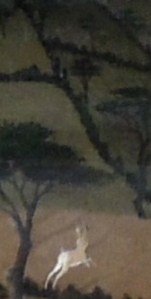 A hare leaping towards some trees. A detail from a painting by Paolo Uccello (c1397-1475)