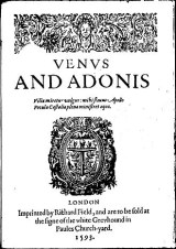 The cover of the first edition of Shakespeare's Venus and Adonis, 1593.
