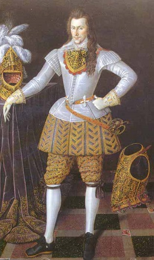 Gib's lord, the Earl of Southampton, with his armour. Artist unknown; probably painted c1598. 